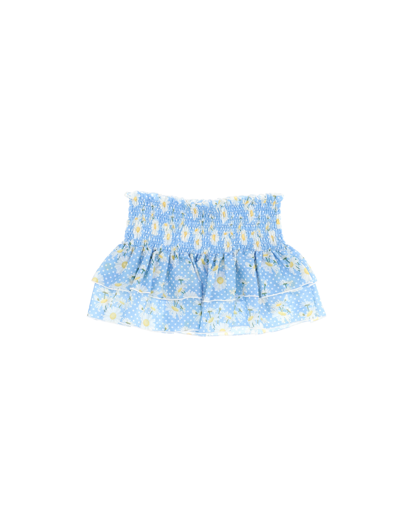 Shop Monnalisa Daisy And Polka Dot Muslin Skirt In Light Blue