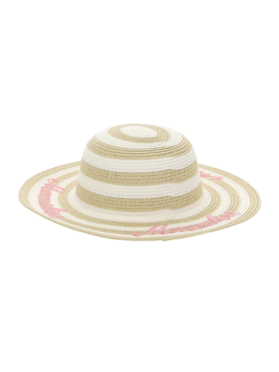 Shop Monnalisa Bicolor Baby Hat In Cream + Fairytale