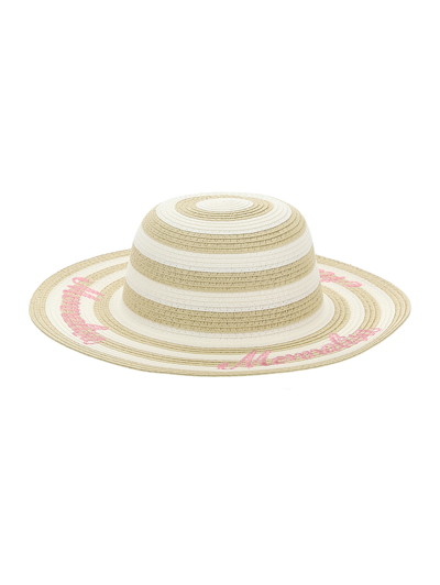 Shop Monnalisa Bicolor Baby Hat In Cream + Fairytale