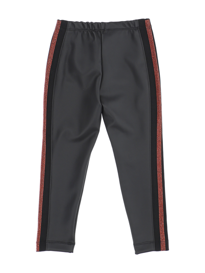 Monnalisa Coated Fabric Pants With Rhinestones In Black