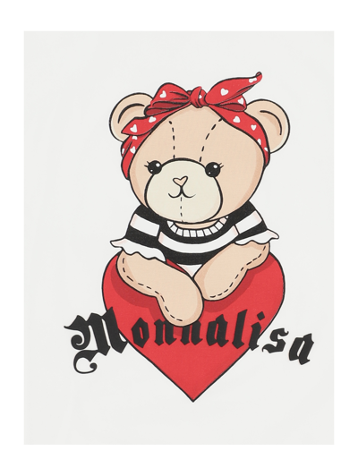 Shop Monnalisa Maxi Teddy Print Jersey T-shirt In Cream