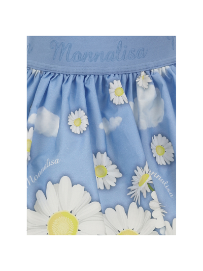 Shop Monnalisa Daisy Poplin Skirt In Light Blue