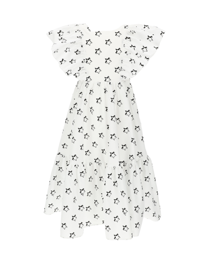 Shop Monnalisa Boho-chic Poplin Dress In White + Black