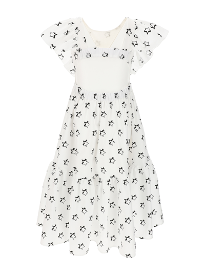 Shop Monnalisa Boho-chic Poplin Dress In White + Black