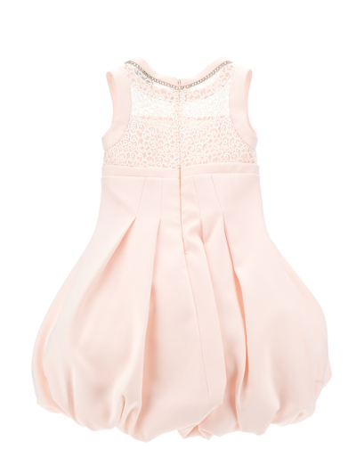 Monnalisa Macramé Princess Dress In Pink + Cream