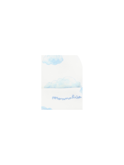 Shop Monnalisa Cloud Embroidered Cotton Cap In Cream White + Sky Blue
