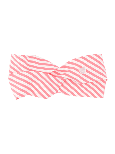 Shop Monnalisa Striped Viscose Hairband In White + Fuchsia
