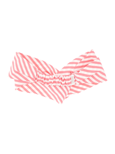 Shop Monnalisa Striped Viscose Hairband In White + Fuchsia