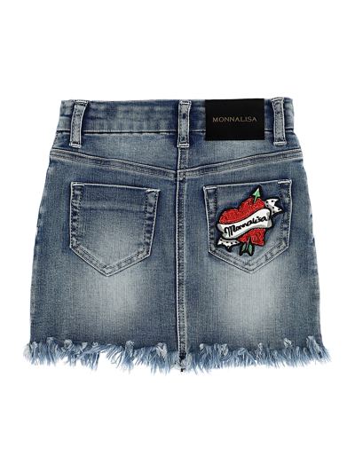 Shop Monnalisa Washed Denim Miniskirt In Stone Bleach