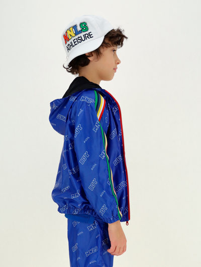 Shop Monnalisa Technical Rain Jacket In Blu Voyage + Multicolor