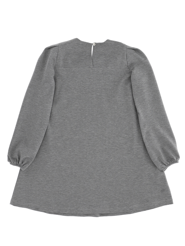 Monnalisa bow-detail bead-logo dress - Grey