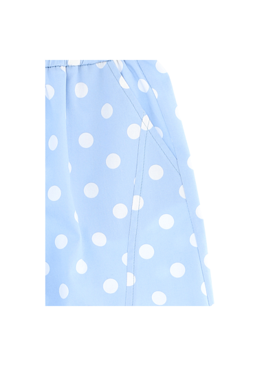 Shop Monnalisa Polka Dot Gabardine Mum Trousers In Light Blue + Cream