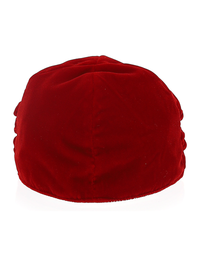 Monnalisa Velvet Baseball Cap In Ruby Red