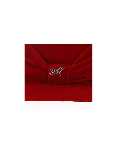 Monnalisa Velvet Baseball Cap In Ruby Red