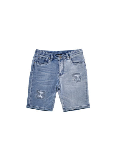 Shop Monnalisa Denim Bermuda Shorts In Stone Bleach