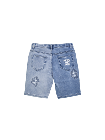 Shop Monnalisa Denim Bermuda Shorts In Stone Bleach