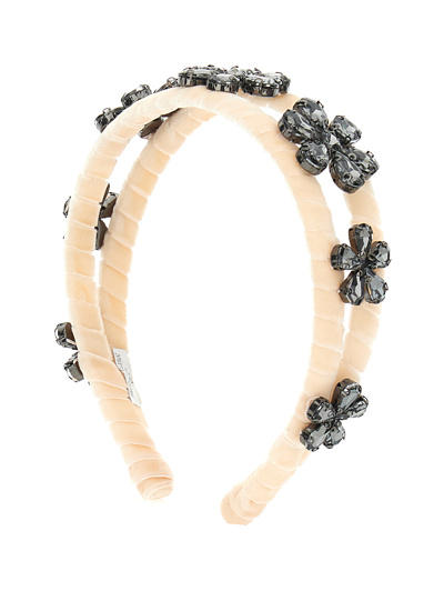 Monnalisa Rhinestone Flowers Hairband In Dusty Pink Rose