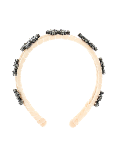 Monnalisa Rhinestone Flowers Hairband In Dusty Pink Rose