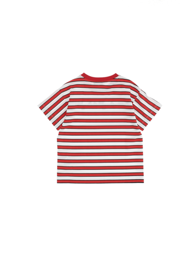 Shop Monnalisa Striped Jersey T-shirt In White + Red