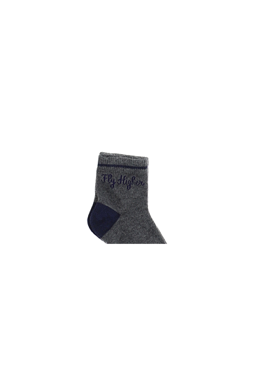 Monnalisa Cotton Sock Set With Love In Grey + Blue