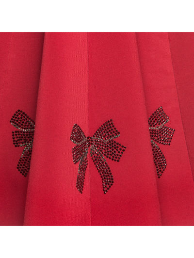 Monnalisa Dress With Bows In Ruby Red