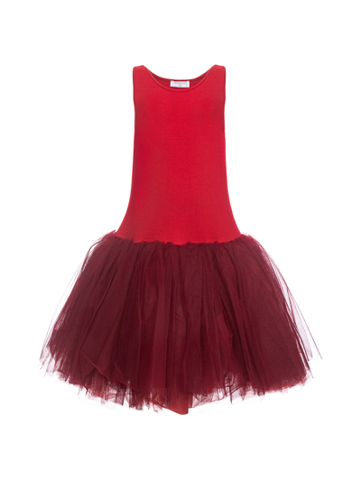 Monnalisa Dress With Bows In Ruby Red