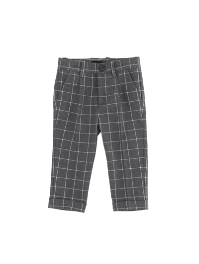 Monnalisa Check Print Trousers In Medium Grey