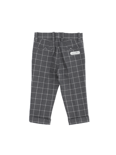 Monnalisa Check Print Trousers In Medium Grey