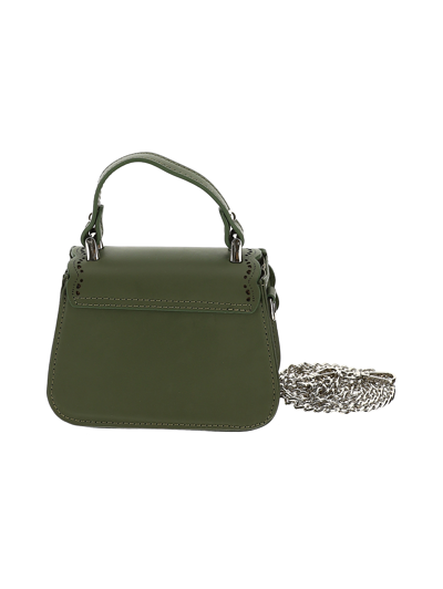 Shop Monnalisa Broderie Anglaise Leather Handbag In Army Green
