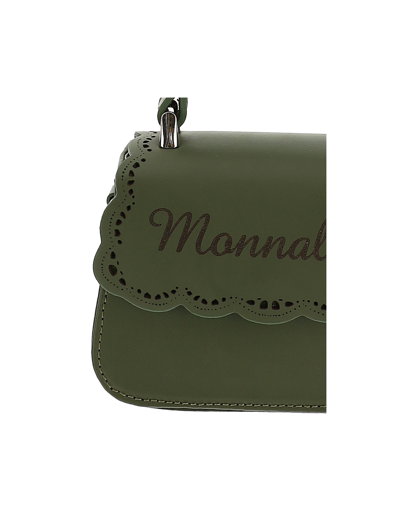 Shop Monnalisa Broderie Anglaise Leather Handbag In Army Green