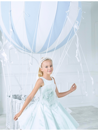 Monnalisa Duchesse Rose Dress In Aquamarine