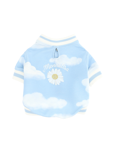Shop Monnalisa Dog Coat With All-over Cloud Print In Sky Blue