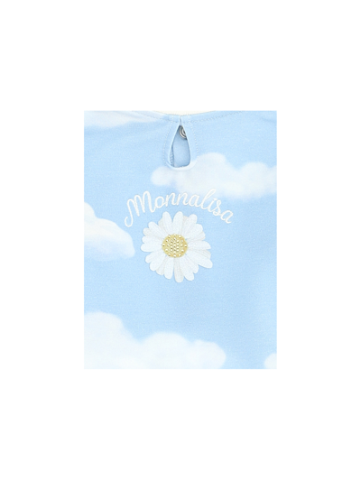 Shop Monnalisa Dog Coat With All-over Cloud Print In Sky Blue