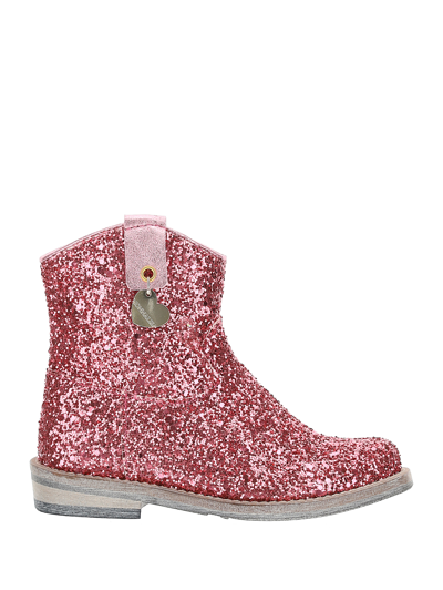 Shop Monnalisa Glitter Ankle Boots In Glitter Petunia