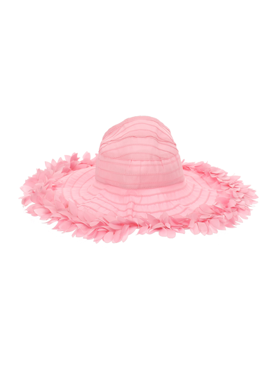 Shop Monnalisa Petals Hat In Bright Peach Pink