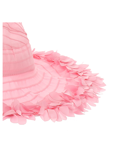 Shop Monnalisa Petals Hat In Bright Peach Pink