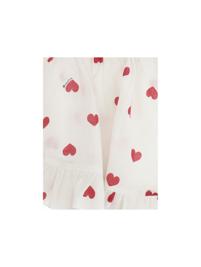 Shop Monnalisa Muslin Sarong With Heart Print In Cream + Red