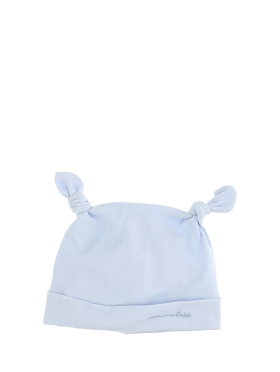 Shop Monnalisa Baby Hat With Bows In Light Blue