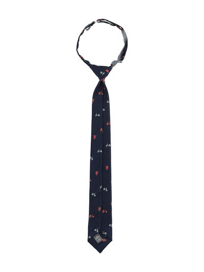 Shop Monnalisa Jacquard Tie With Scooter Print In Dark Blue