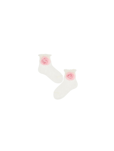 Shop Monnalisa Lisle Thread Set Of Socks In Cream + Pink