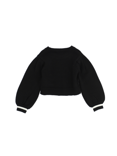 Shop Monnalisa Embroidered Knit Sweater In Black