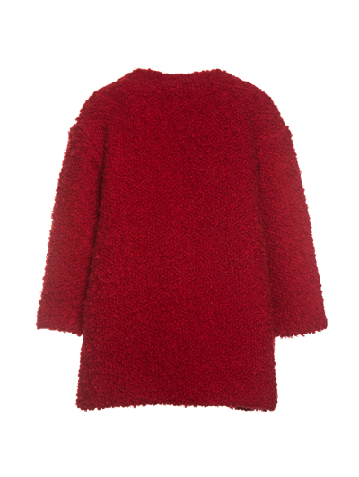 Shop Monnalisa Bouclé Coat In Ruby Red