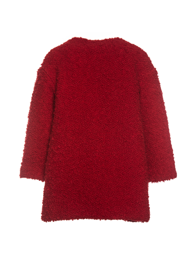 Monnalisa Bouclé Coat In Ruby Red