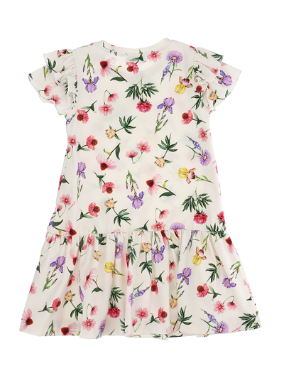 Shop Monnalisa Floral Jersey Dress In Cream
