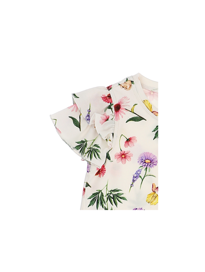 Shop Monnalisa Floral Jersey Dress In Cream