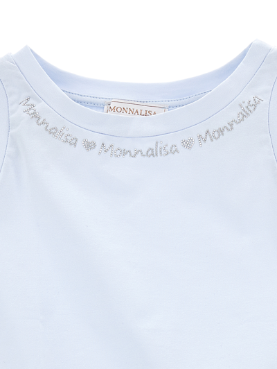 Shop Monnalisa Logo Jersey Camisole In Sky Blue