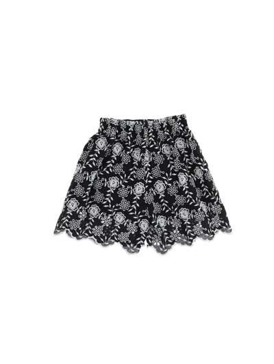 Shop Monnalisa Broderie Anglaise Shorts With Flowers In Black
