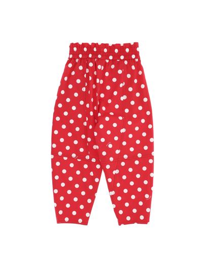 Shop Monnalisa Polka Dot Gabardine Mum Trousers In Red + Cream