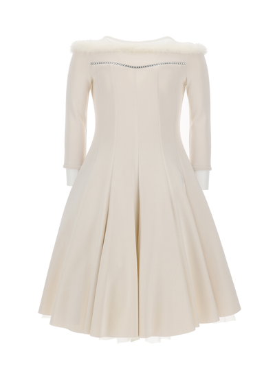 Shop Monnalisa Neoprene Fortuny Dress In Cream