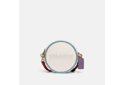 Shop Coach Kia Circle Bag In Colorblock In Brass/chalk Multi